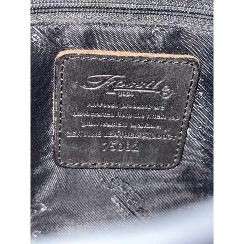 Fossil Black Leather Crossbody Bag Signature Key Charm Organizer 75082 9 x 8 - Picture 4 of 16